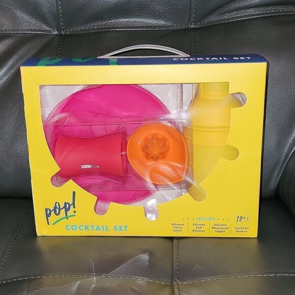 POP Cocktail Set Silicone Pool & Outdoor Safe Unbreakable Barware Gift Party NEW - Picture 7 of 7